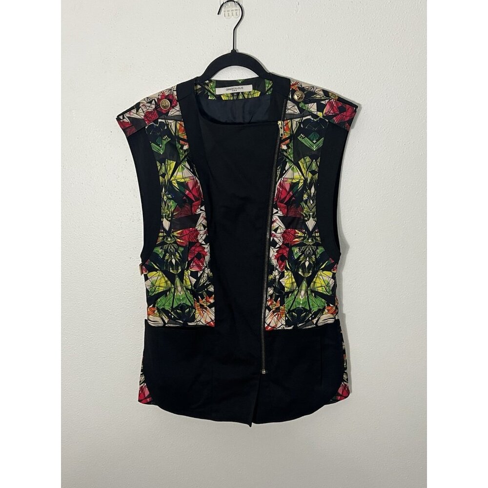 Greedilous Colorful Abstract Artsy Full Zip Vest Size 38 Unisex